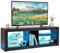 GIANTEX Mobile Porta TV con Luci LED, Supporto per TV fino a 65 con Ripiani di Vetro Temperato Regolabili e Telecomando, Mobile TV per Soggiorno, Studio, Camera da Letto, 140 x 35 x 47 cm