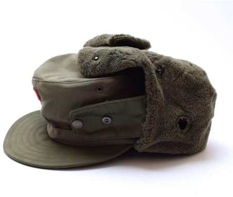 Echte österreichische Armee-Wintermütze, olivgrün, O.D-Abzeichen, olivgrün, Einheitsgröße