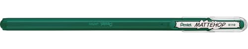 Pentel Mattehop K110V Gelroller mit hochdeckender Tinte in mattem Finish, 1.0 mm, dunkelgrün (1 Stück)