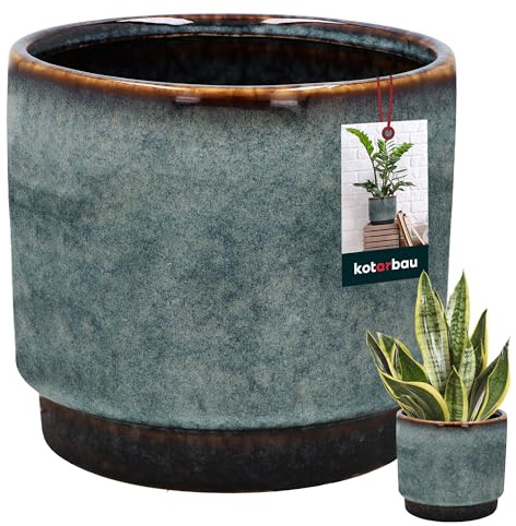KOTARBAU® Flower Pot Blue Ceramic Pot Flower Pot Planter for Indoor Plants, blue, 1 item, Modern