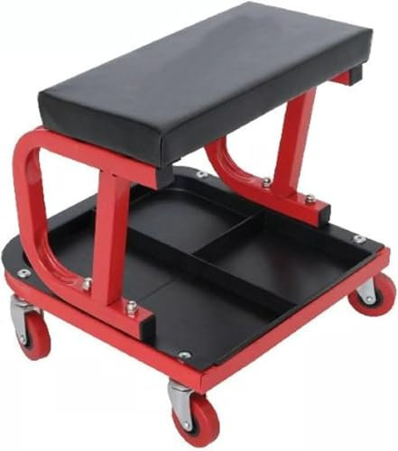 Mechanics Creeper Seat – Padded Garage Rolling Stool with Tool Storage Tray, 150kg Capacity, Workshop Repair Chair for Car, Van & Auto Maintenance