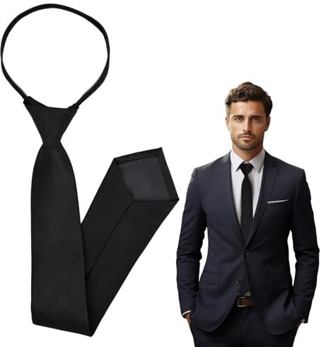 Ennoxwi Krawatte Herren, Vorgebundene Verstellbare Krawatten mit Reißverschlus Schwarze Business 8 cm für Heiraten Büro oder Abschlussfeier
