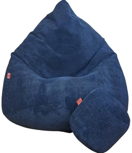 Slevobox Sitzsack mit Hocker Marineblau 80x80x110 cm - Sitzsack Erwachsene mit Füllung - Schlafzimmer und Wohnzimmer Möbel - Samt Indoor Sitzsäcke - Bean Bag - Lounge Sessel