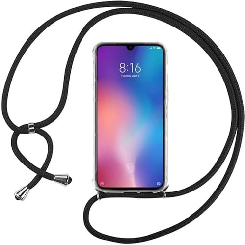 Movilear Funda Carcasa Transparente Gel TPU Silicona para Realme 7 5G, Colgante Anti-Shock Antigolpes con Cordon Negro FCRD