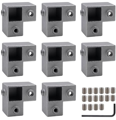 8 pezzi raccordi per tubi quadrati in lega di alluminio tipo L tubo quadrato a 3 vie per raccordo per tubo da 25 x 25 mm
