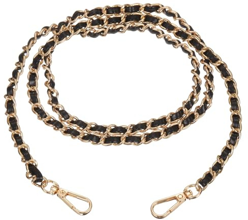 TIXIPEM 1Pcs Purse Chain Strap 47.2 in Metal, Light Gold Black | Use for Crossbody Bag Handbag