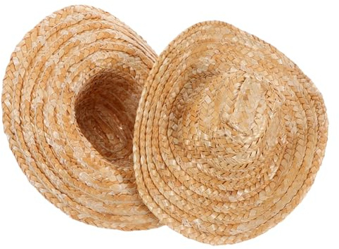 GALPADA 2 Stück Mini Cowboy Hüte für Puppen und Kleine Haustiere Stabile Mini Strohhüte Stilvolle Western Party Accessoires Wiederverwendbar und Einfach zu Pflegen