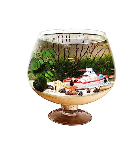 YANG11FAN Bocal à Poissons Aquarium en forme de gobelet for Aquarium, bouteille écologique de bureau, petit Aquarium, eau en verre transparent for animaux de compagnie Décoration intérieure(Grand)