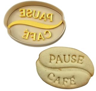 3DKOUPE - Kaffee-Ausstechformen mit Schieber – Tasse, Espressomaschine, Becher, Kaffeebohnen – hausgemachte Kekse – hergestellt in Frankreich (Kaffeebohnen)