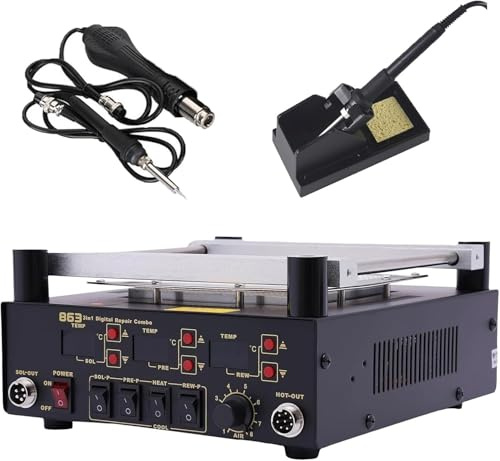 1100w Hot Air Rework Station, Rework Machine with Soldering Iron, Hot Air Gun Preheat Station, Welding Soldering Machine, for Shrinkage, Paint Drying, Thawing, Warming