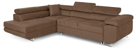 Ecksofa mit Schlaffunktion PASTI L-Form, Sofa Couch mit Bettkasten, 3-Sitzer Eckcouch, Schlafsofa für Wohnzimmer, Big Sofa Couch mit Schlaffunktion (Bouclé Orange, Ottomane Links)