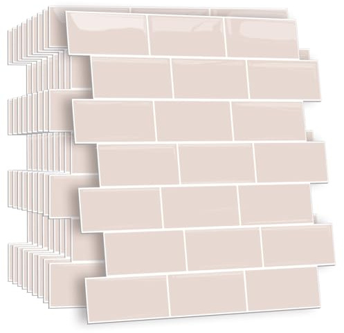 HPNIUB 2D Pink Tile Stickers Peel and Stick Kitchen Splashback Decals