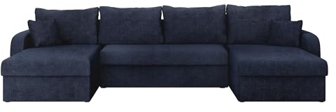 Mirjan24 Ecksofa Kristofer U, Design Eckcouch Couch mit Schlaffunktion, DREI Bettkasten, Wohnlandschaft, Bettfunktion, U-Form Sofa, Seite Universal, Farbauswahl (Flow 22)