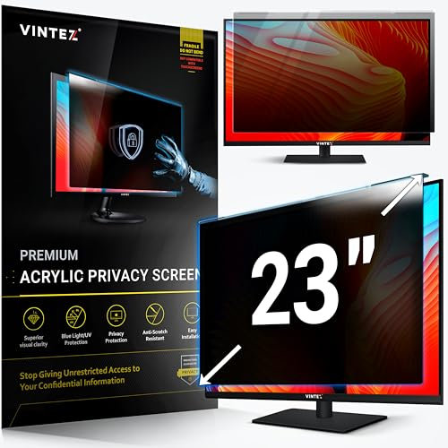 Universal 23 - 16:9 Aspect Ratio - Computer Privacy Screen Filter for Widescreen Computer Monitors - 20.6 x 12.0 = 524 x 306 mm - Monitor Frame Hanging Type