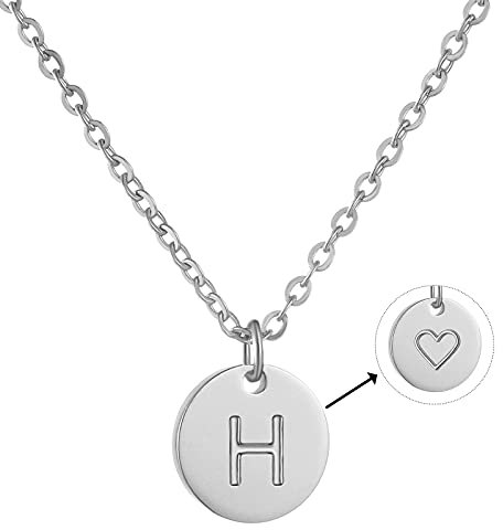 AFSTALR Damen Initialen Kette H Buchstaben Anhänger Silber Kette mit Herzen Geburtstagsgeschenk für Mädchen