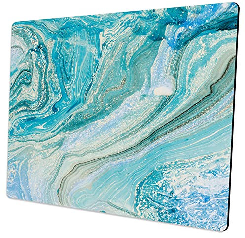 Mauspad, Cyan Gold Marmor Mousepads Rechteckiges Mousepad für Computer, Büro, Laptop, PC, kabellose Maus, Damen und Herren, Tastaturmatte, 24.1x20.1x0.3 cm