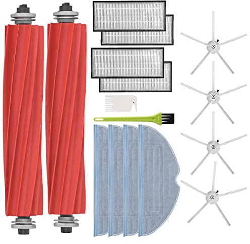 DrRobor Serpillière pour Roborock S7 S7 Plus S7+ S7 Maxv Ultra T7S T7S Plus Robot Aspirateur, Pièces de rechange avec Brosse Principale, Chiffons de Nettoyage, Filtres Hepa, Brosse Latéral