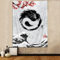 Japanischer Anime Wave Sakura Wandteppich, Schwarz und Weiß Yin Yang Chinesische Drache Kunst Wandteppiche Vertikaler Wandbehang für Schlafzimmer, Wohnzimmer, 40x60, coole asiatische Posterdecke