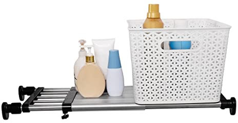 ARIIKON Verstellbares Kleiderschrank Regal, Erweiterbar Einlegeböden Ohne Bohren, Regalböden Ausziehbar Länge 50-80cm, Breite 25cm, DIY Separator für Küche, Badezimmer, Schlafzimmer, Schwarz