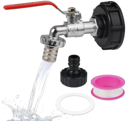 3/4 IBC Tote Serbatoio Scarico Adpater, Adattatore per Serbatoio IBC in Ottone, Adattatore Serbatoio Rubinetto Acqua, Rubinetto per Cisterna 1000 Litri IBC, per Serbatoi di Pioggia IBC, Giardino