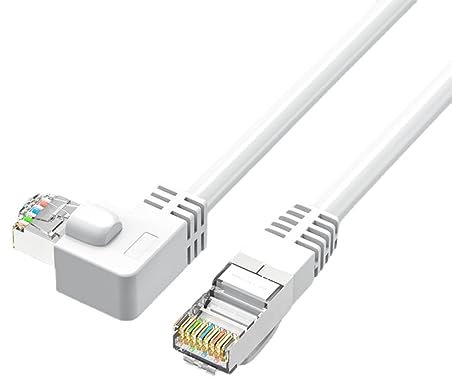 YSJJZRL Câble Ethernet RJ45 Cat6 Blanc Haut/Bas/Gauche/Droite Câble Internet RJ45 Cat 6 à 90 degrés (1M,Droite)