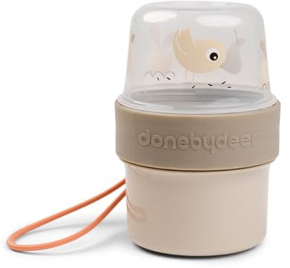 Done by Deer To go 2-way Snack-Behälter S Birdee Sand - zweiteiligen Snack-Behälter - Ø8 x H 11,5 cm - 100% PP, Dichtungsring: 100% Silikon beide in Lebensmittelqualität