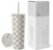 Simple Modern Mug Isotherme avec Paille et Couvercle | Gourde avec Paille Adulte, Bouteille d'Eau Réutilisable en Acier Inoxydable | Cadeaux pour Femmes et Hommes | Classic | 710ml | Checkmate