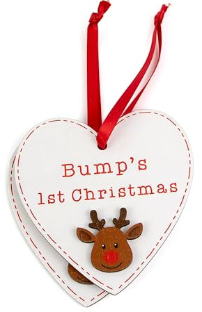 ASVP Shop Bumps First Christmas Herz Dekoration | Holz-Weihnachtsbaumkugeln | Mama To Be 1st Xmas Bump Baumschmuck