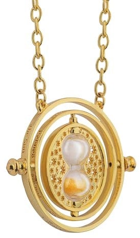 Harry Time Turner Necklace,Harry Themed Alloy Jewelry Products, Fashionable Glass Hourglass Time Turner Jewelry Necklace, Unisex, Harry Fan Jewelry Gift (Gold)
