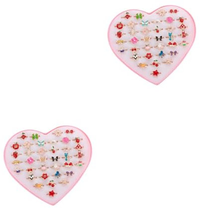 HEMOTON 72 Pièces bague bijou fantaisie accessoires de déguisements accessoire fete anneaux bijoux jouets anneau de dessin animé articles de fête rose