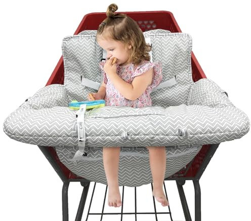 PandaEar Housse de Siège de Caddie pour Bébé, 2-en-1 Housse de Siège de Chariot et de Chaise Haute pour Bébé, Enfant - Gris
