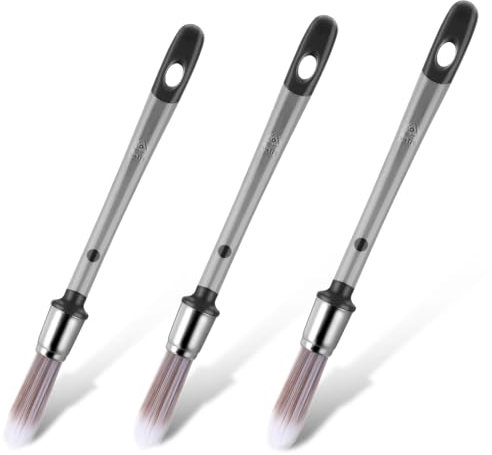 3 Piezas Pincel Pequeño para Retoque de Pintura de Pared Pinceles Redondos Pincel para Pintar Pincel para Acuarela Pincel Decorativo Recargable para Pintar Marcos de Ventanas Zócalos
