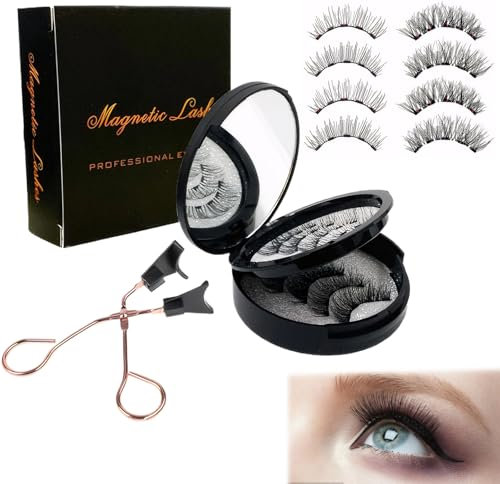 Magnet Wimpern,Magnetwimpern,Magnetic Lashes,Magnetische Wimpern mit Zange,Magnetische Wimpern,Magnet Wimpern Ohne Eyeliner Wiederverwendbare Wasserdichtem für Partys,Festivals,Geschenke