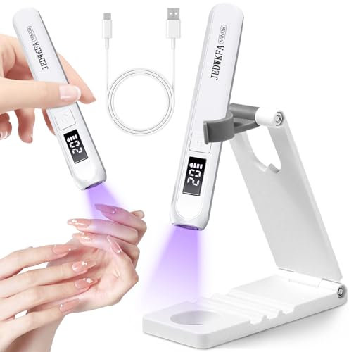 JEDWKFA Lampe UV Ongles Gel, Mini Lampe à Ongles Led UV, Mini Lampe UV LED Portable, Lampe UV avec Support, Lampe UV Vernis Semi Permanent, Séchoirs à Ongles, pour Toutes les Gels