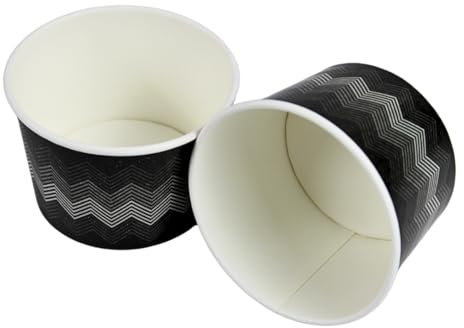 Enpack Einweg Eisbecher aus Pappe 500 Stück - Schwarzes Muster/Pappschalen für Eis, Desserts und Obst - Ideal für Eiscafés, Kinder und Catering - Umweltfreundliche Ice Cream Cups 250ml