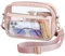 LOCCY Transparente Tasche Damen, Durchsichtig Umhängetasche Schultertasche Wasserdichte Crossbody Bags Kleine Taschen mit Verstellbarem Schultergurt für Konzerte Sportveranstaltungen Reisen (Rosa)