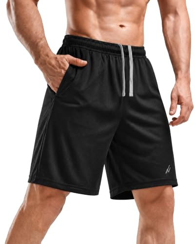 NY Threads Lätta snabbtorkande sportshorts för män med fickor