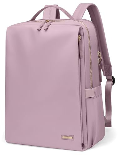 Sac à Dos élégant Pour Ordinateur Portable Pour Femme, Approuvé Par Les Compagnies Aériennes, Voyage, Travail, école, Sac à Dos Décontracté Pour Ordinateur Portable de 15,6 Pouces (Violet Rosé)