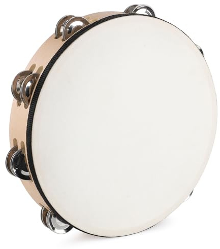 LIEKE Goatskin Tambourine 10 Inch Hand Drum Tambourines for Adults Church
