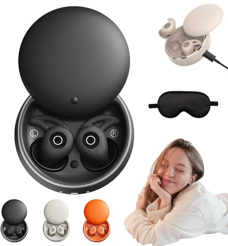 Snrtevu Sleep Pods, Pro-SchlafkopfhöRer FüR SeitenschläFer, Ultrabequem & GeräUschfrei Schlafen Sleepbuds Mit ANC, 24h Akku (Schwarz)