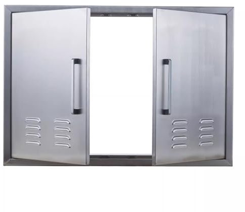 Puerta de cocina de acero inoxidable para exteriores, montaje empotrado con doble acceso para barbacoa, mejora armarios e islas, personalizable