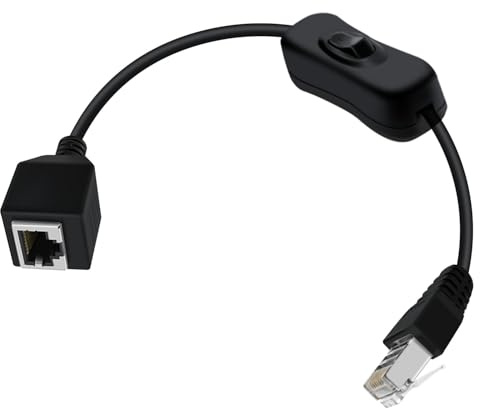 YINGAYOU Cable RJ45 con Interruptor 1000Mbps Cable Ethernet con Interrupto Alargador Ethernet Cat 6 para Ordenador Portátil, PC, Router y MC (Recto, 0.3 m/1 ft)