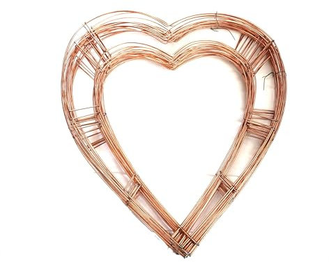 Wreath Heart Shaped Flat Wire Copper Frame - 12 - Choose Quantity (10)