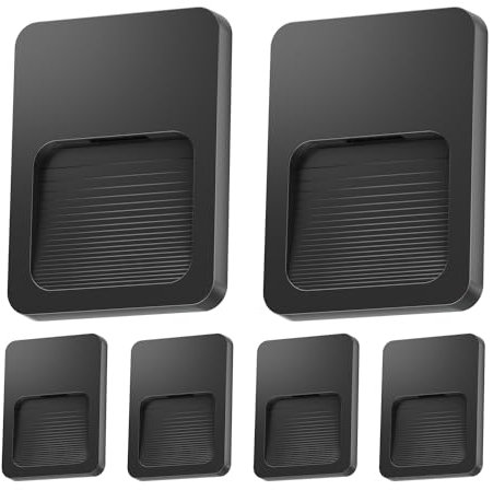 ledscom.de 6 Stück LED Wandleuchte/Treppenlicht STUFO für außen, IP44, flach, Downlight, schwarz matt, eckig, warmweiß