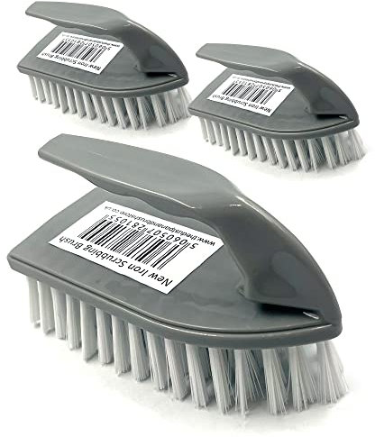 3pk Plastic Scrubbing Brush Floor Cleaning Hand Tools With Stiff Nylon Bristles Mould, Limescale and Grout Remover Ergonomic and Heavy Duty Cleaning Products For Home and Commercial Use
