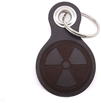 Samunshi® Radioaktiv Schlüsselanhänger Leder Gravur Motiv für Männer und Frauen Individuell Schlüssel Anhänger Geschenk 8x4,8cm dunkel braun/graviert