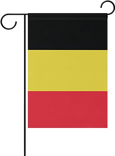 Mflagperft Drapeau de jardin belge - 30,5 x 45,7 cm - Double face - Couleurs vives et résistantes à la décoloration - Petits drapeaux de cour belges pour décoration intérieure et extérieure (Belgique)