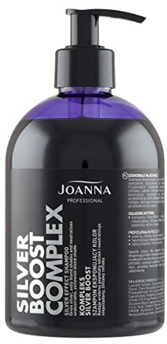JOANNA Professional Silver Boost Komplex Shampoo - Farbverstärkendes Shampoo - Neutralisierung von Gelbtönen - Silber Kühle Reflexe - 500g