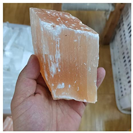 RVBLRDSE Kristalldekoration 100–800 g Orange Gips Selenit Stein grobe Stäbchen Mineralien Proben Edelstein Anhänger Herstellung Stein Heimdekoration Crystal Specimen (Size : 200-300g)