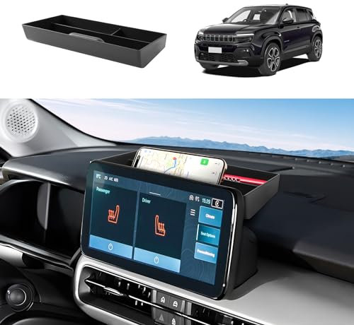 Coleya Vano Portaoggetti del Cruscotto Centrale Compatibile con Jeep Avenger 2023-2025, Console Centrale Portaoggetti, Avenger Organizer per Console Centrale con Tappetino Antiscivolo (Nero)